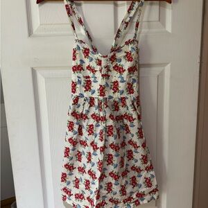 Hollister Red white flowers  Sundress Sleeveless Mini